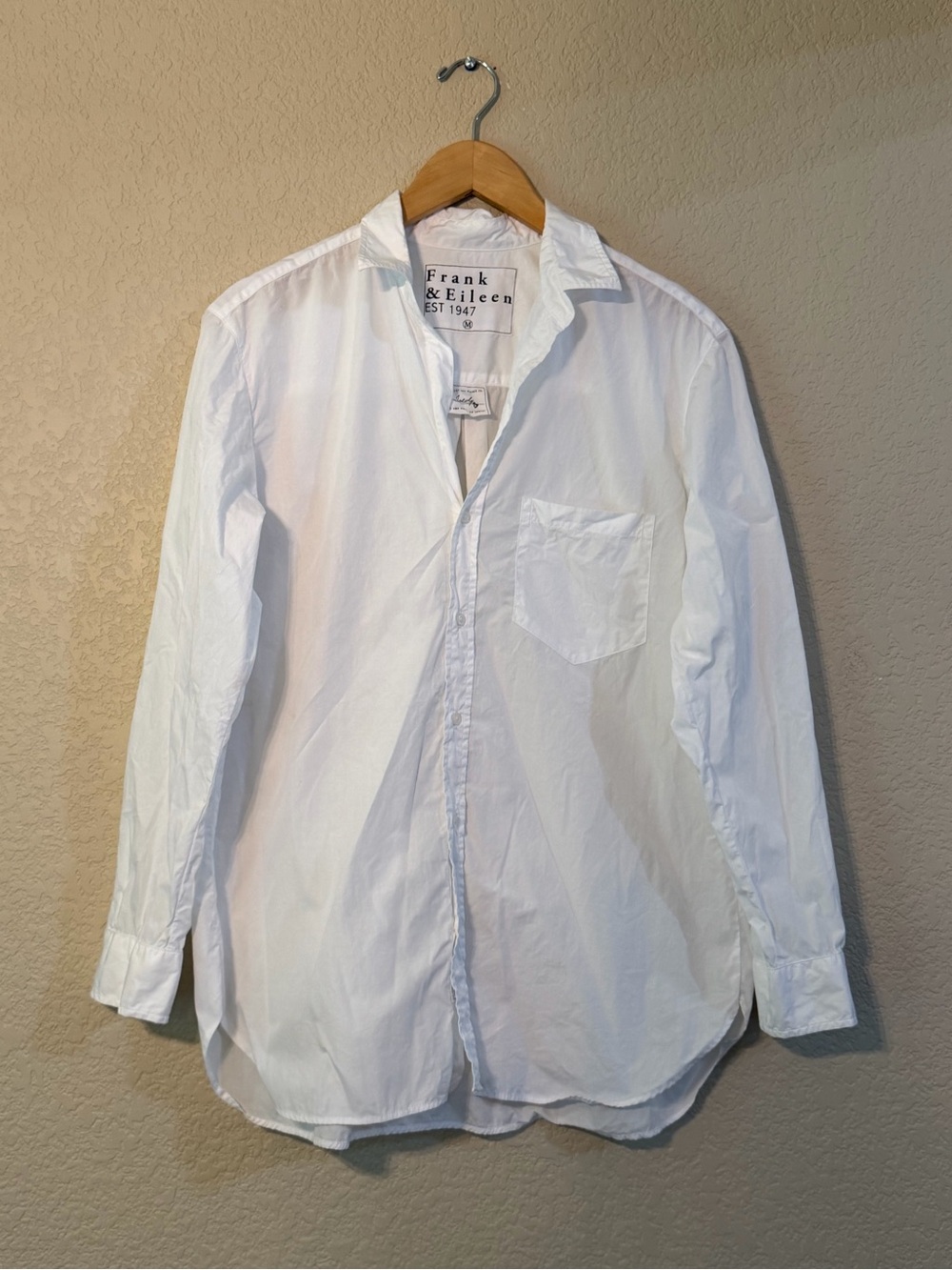 Frank & Eileen Women’s Joedy White Cotton Button-Up Shirt, Sz MD